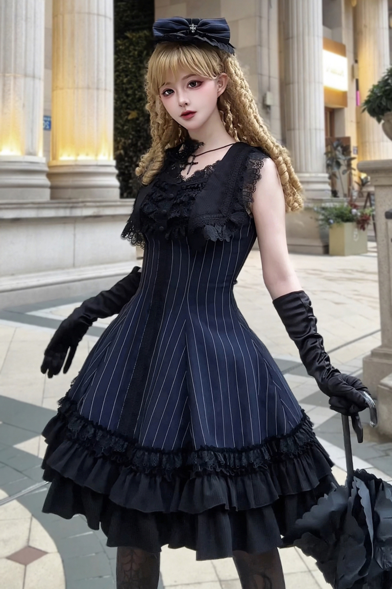 Dark Tailored Slim Gothic Lolita Dress + Outerwear