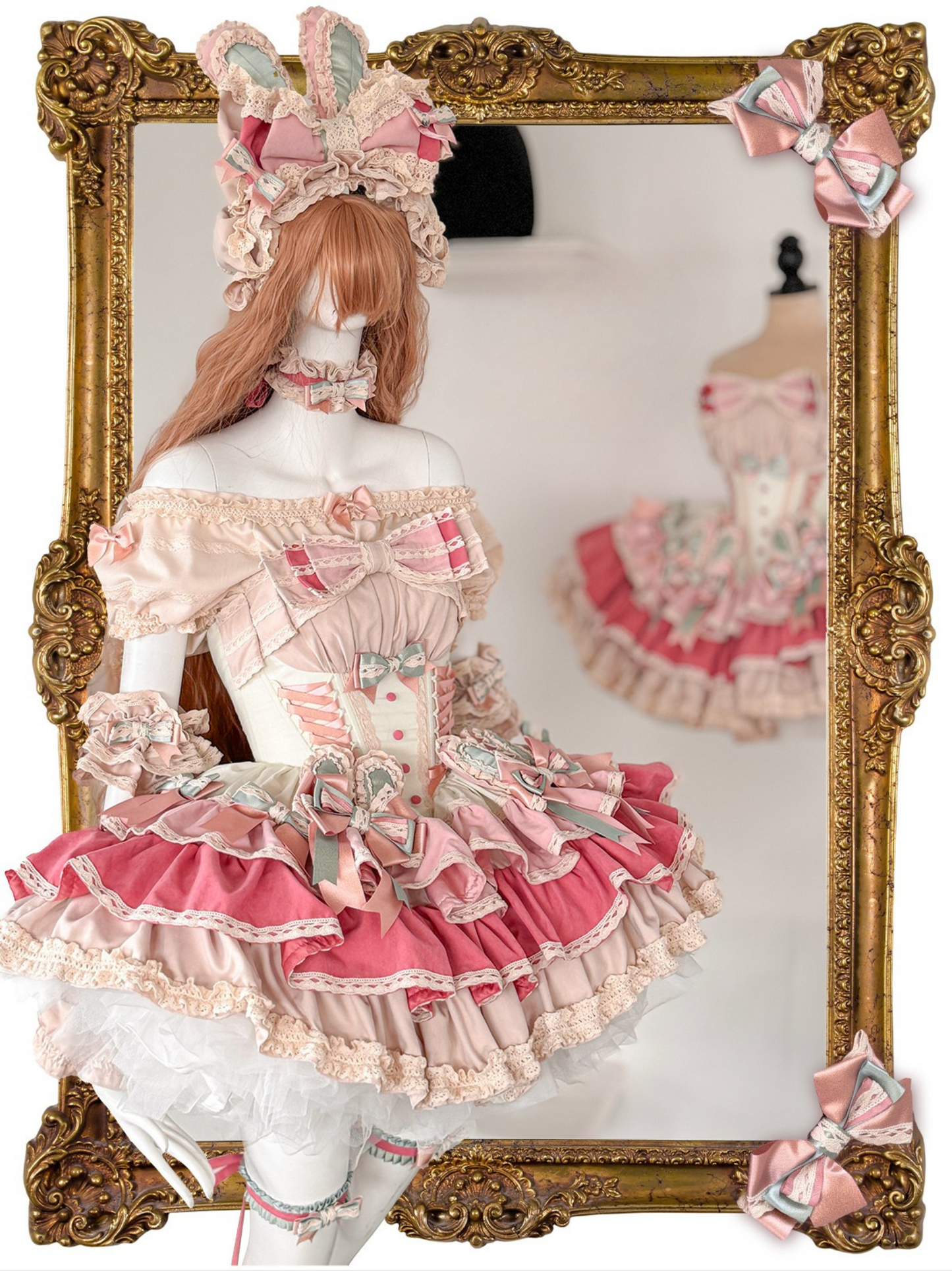 [pre-order] Ribbon Bunny Antique Version Bustier Dress + Inner Top + Complete Accessories