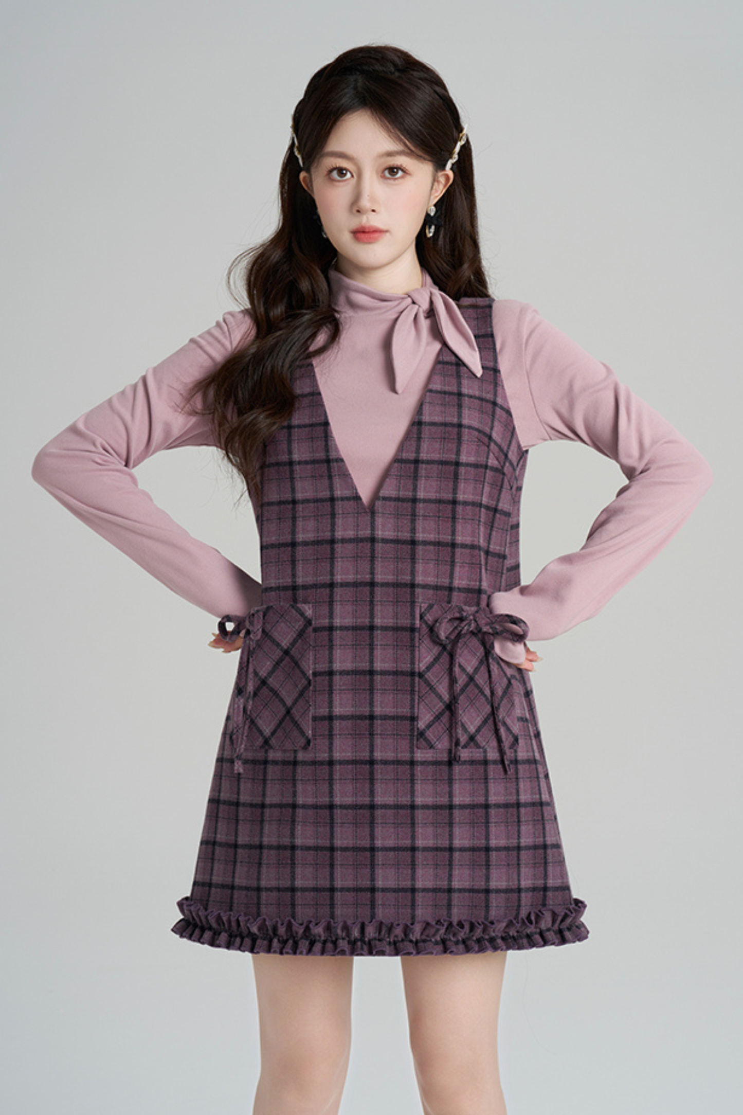Purple Plaid Ruffle Dress + Top