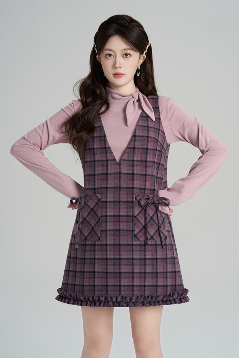Purple Plaid Ruffle Dress + Top