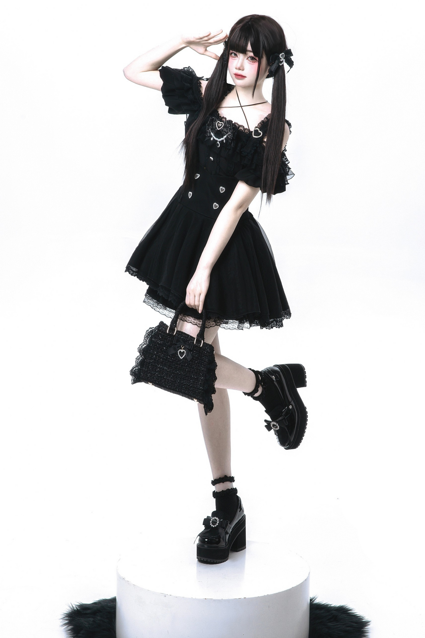 [pre-order] Jirai Off Shoulder Top + Flare Skirt + Ribbon