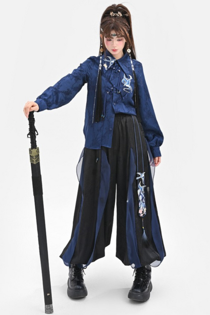 Chinese-style Design Mode Jacket + Shirt + Pants + Camisole