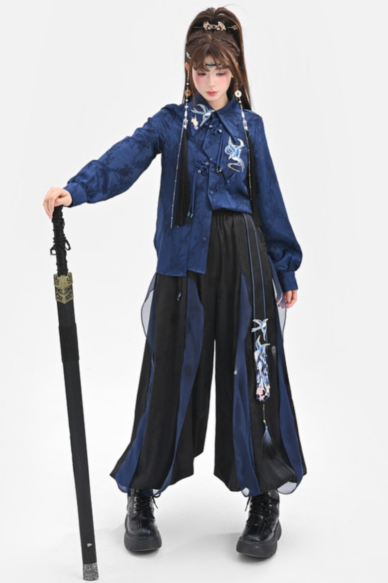 Chinese-style Design Mode Jacket + Shirt + Pants + Camisole