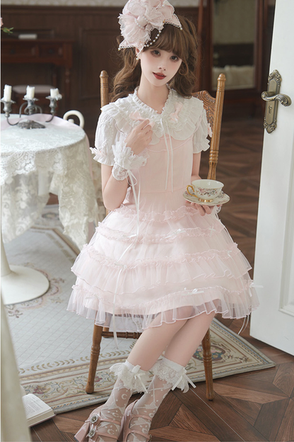 Sweet Girl Doll Collar Lolita Top + Skirt