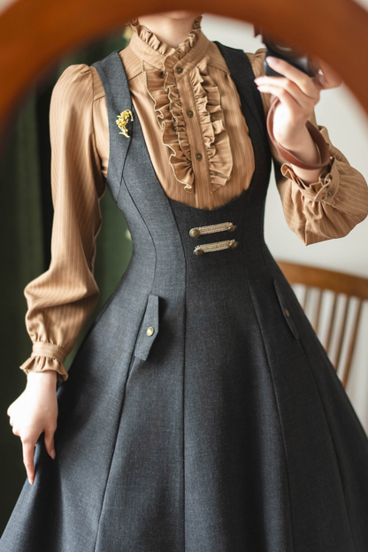 Striped Waist Tightening Blouse