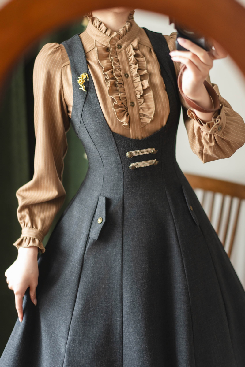 Striped Waist Tightening Blouse