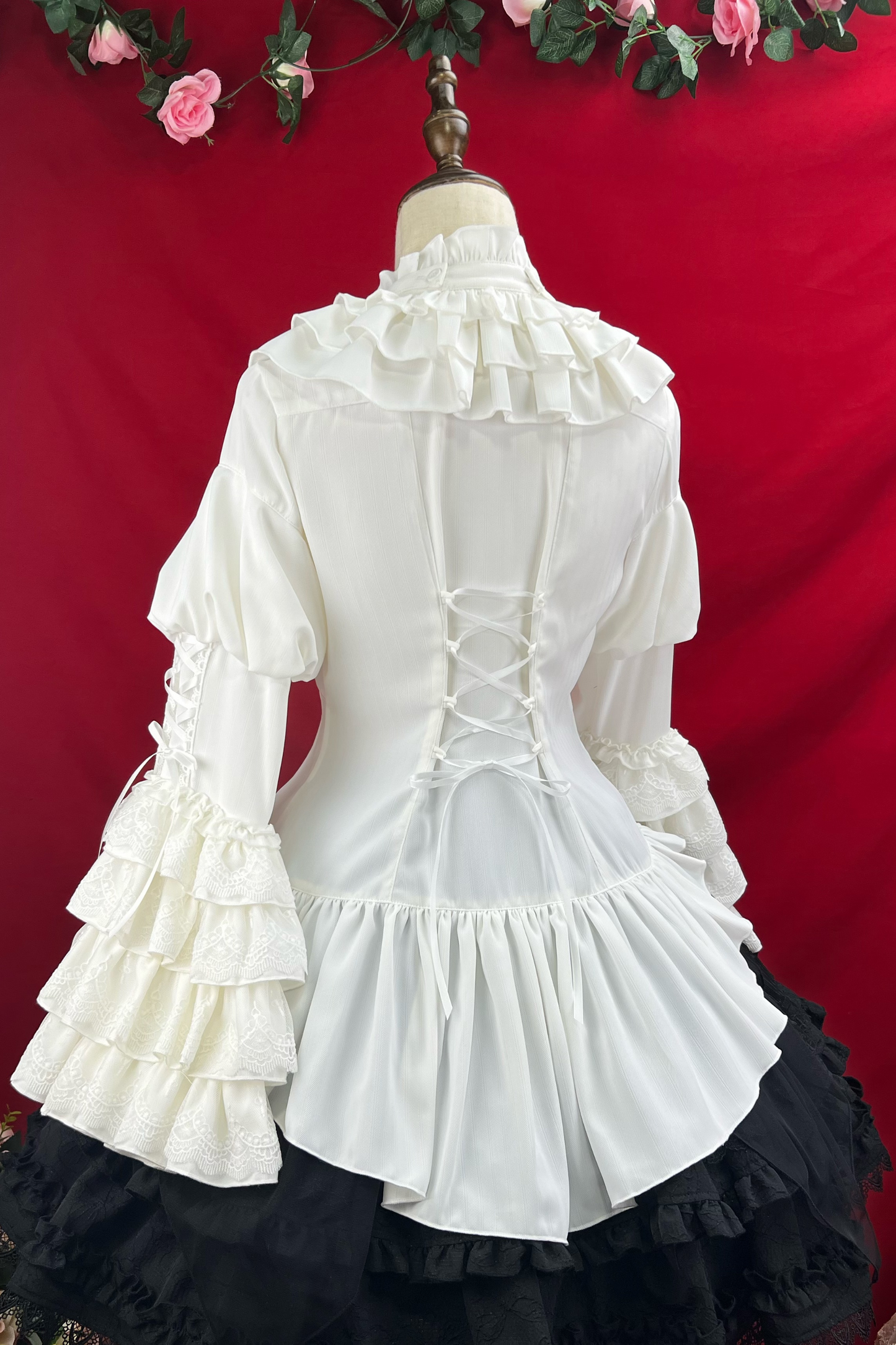 Princess Sleeve Lolita Gothic Blouse + Flare Skirt + Waist Belt