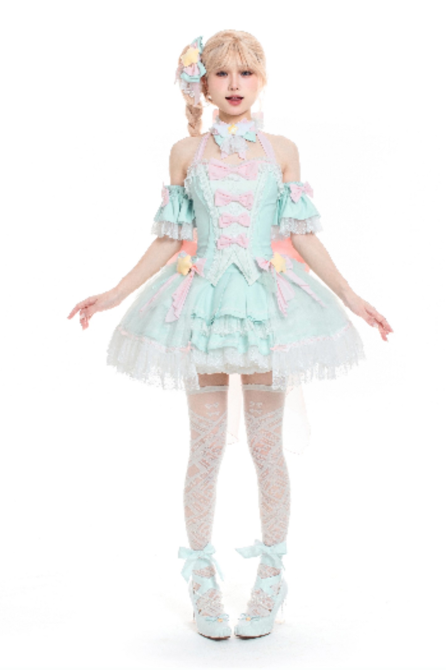 Magic Fairy Sparkling Water Lolita Top + Skirt + Hair Clip + Tail + Magic Stitching