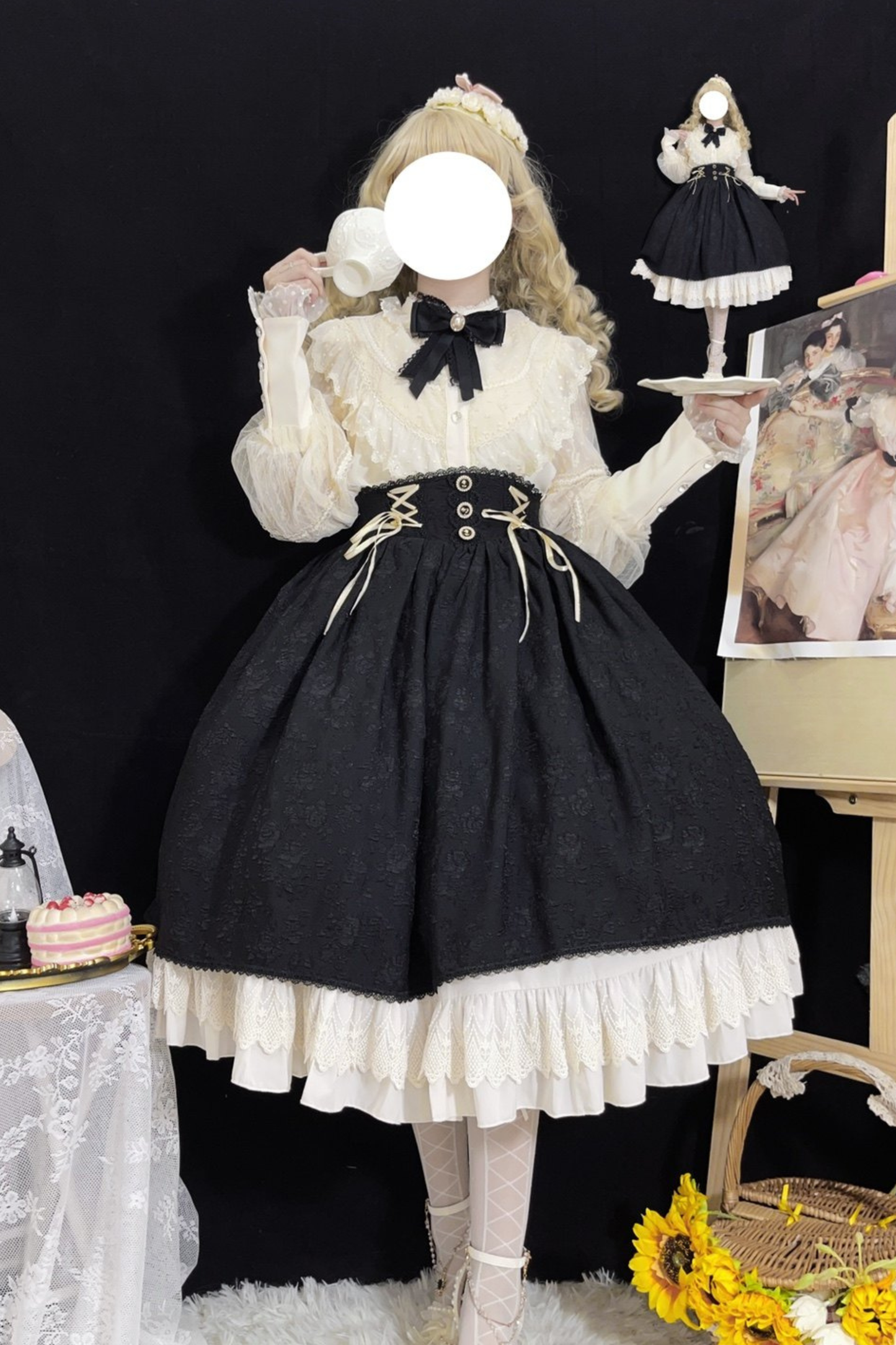 Stand Collar Retro Girly Blouse