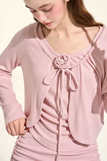 Sweet Pink Cardigan + Camisole + Mermaid Skirt