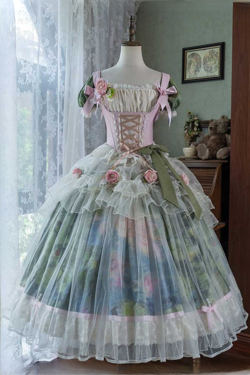 [pre-order Deadline: May 15] Monet Garden Oil Handle Classical Chiffon Dress + Bustier