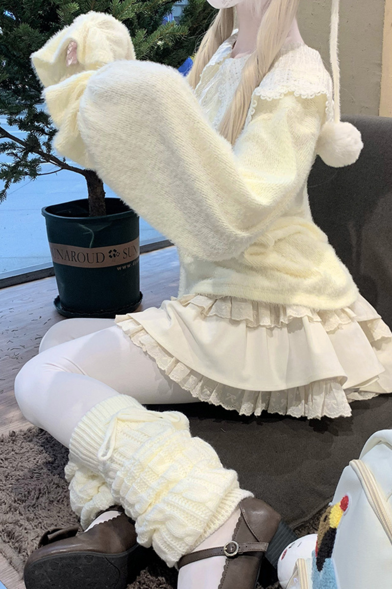Little Feather Doll Top + Tiered Skirt + Cardigan