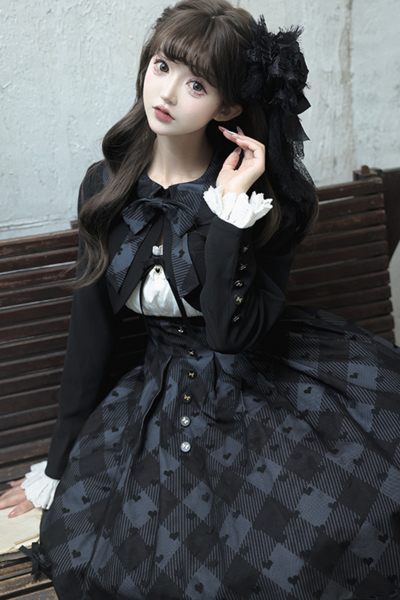 Silent Black Lady Lolita Princess Jumperskirt + Cropped Top