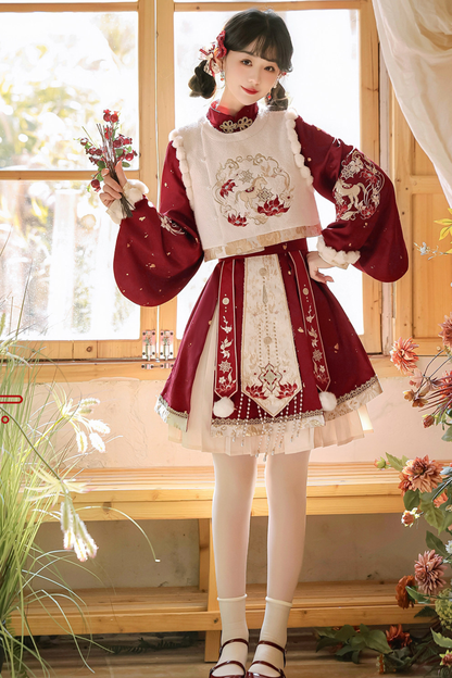 Chinese Lolita Red Dress Set