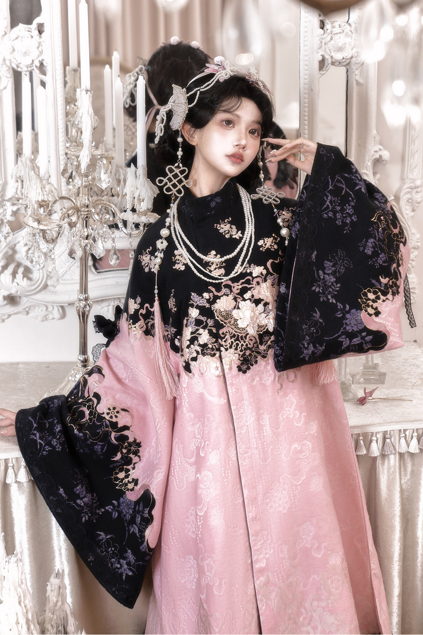 Chinese-style Long Jacket + Skirt