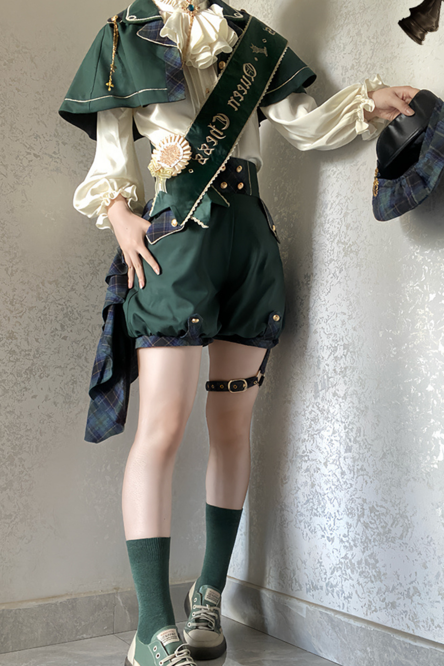 Lolita Prince Blouse + Shorts + Checkered Casquette