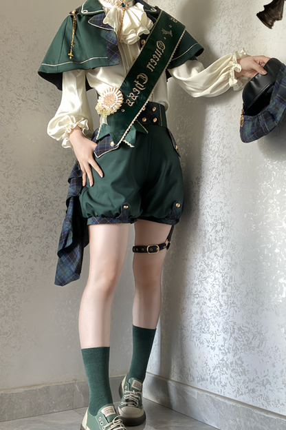 Lolita Prince Blouse + Shorts + Checkered Casquette