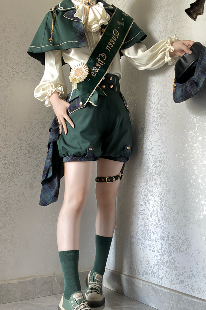 Lolita Prince Blouse + Shorts + Checkered Casquette