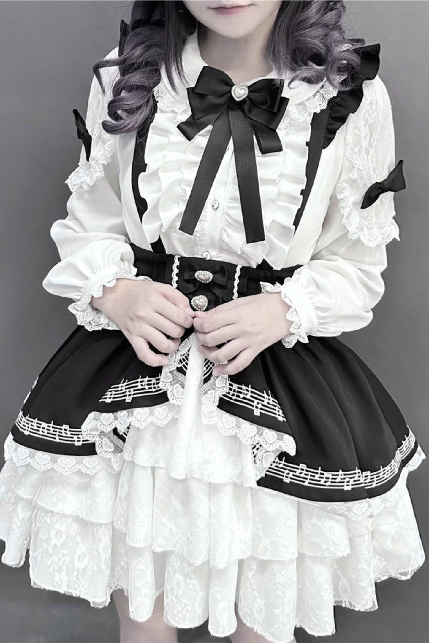Lace Shirt + Tiered Bib Skirt