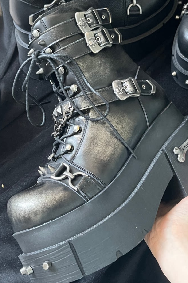 Leather Punk Platform Boots