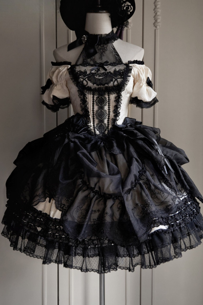 Moon River Lolita Puff Sleeve Top + Vest + Skirt