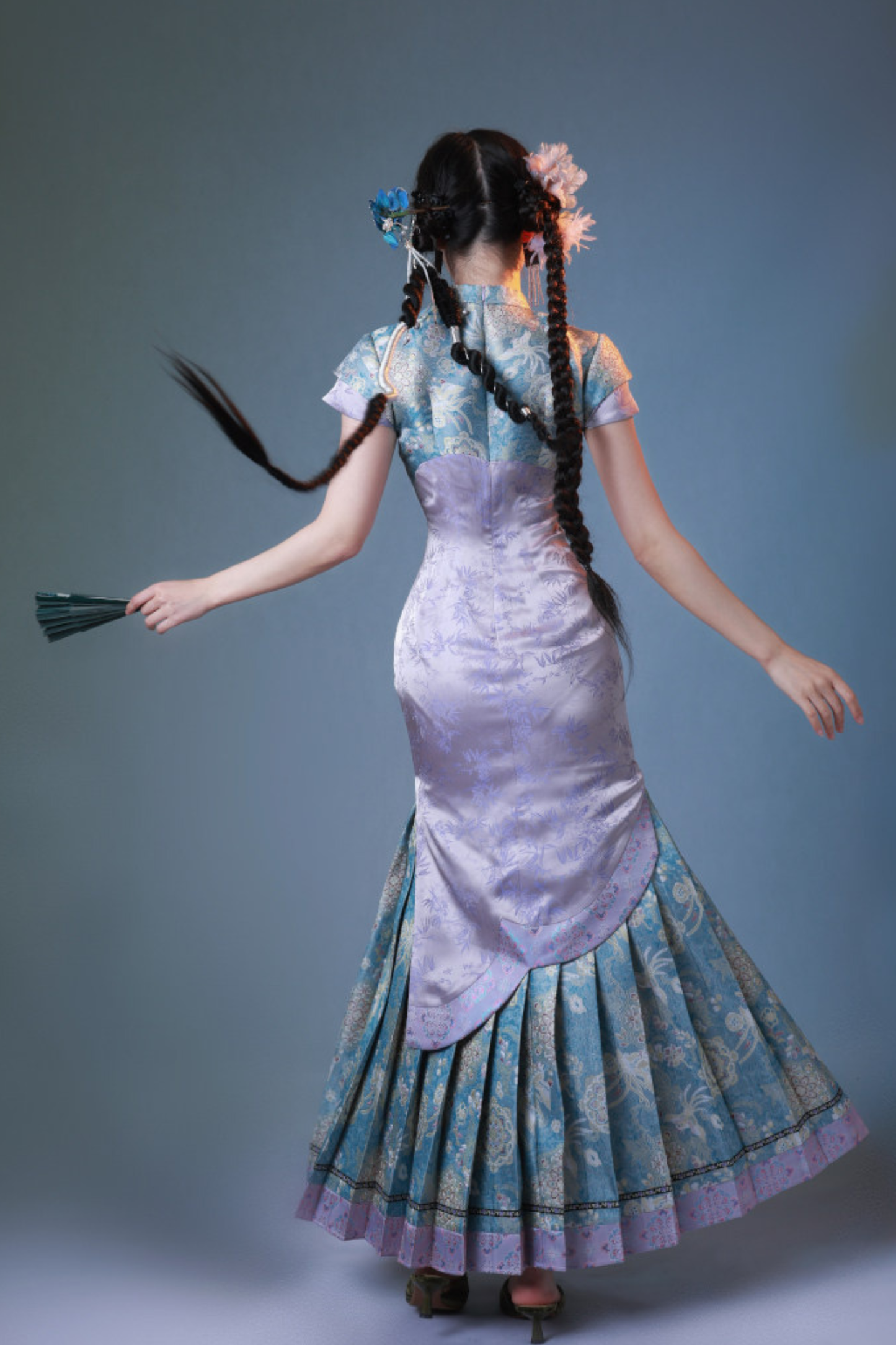 Jacquard Retro Fitted Pleated Dress