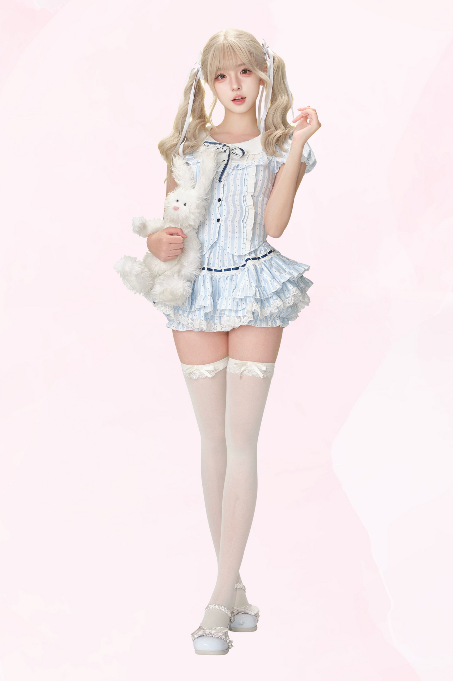 Coconut College Stripe Top & Tiered Skirt