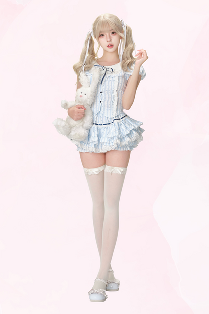 Coconut College Stripe Top & Tiered Skirt