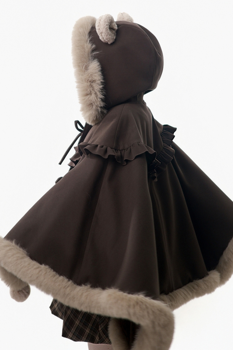 Velvet Bear Hooded Cape + Top + Suspender Skirt + Leg Covers