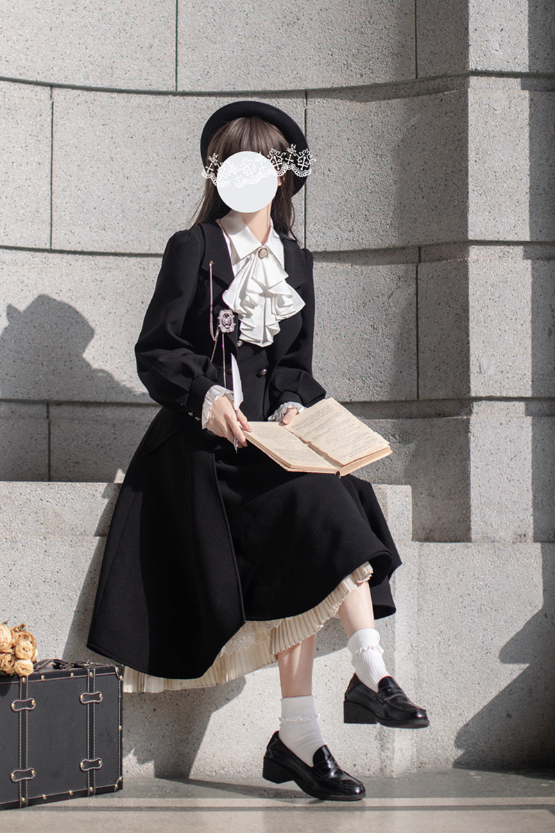 [pre-order] Retro Sweet College Coat + Suspender Skirt + Shirt + Collar + Brooch