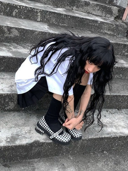 Merry Monochrome Belt Check Heels