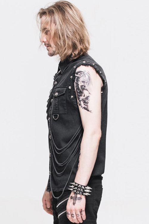Black Rock Unedged Sleeveless Faded Punk Blouse