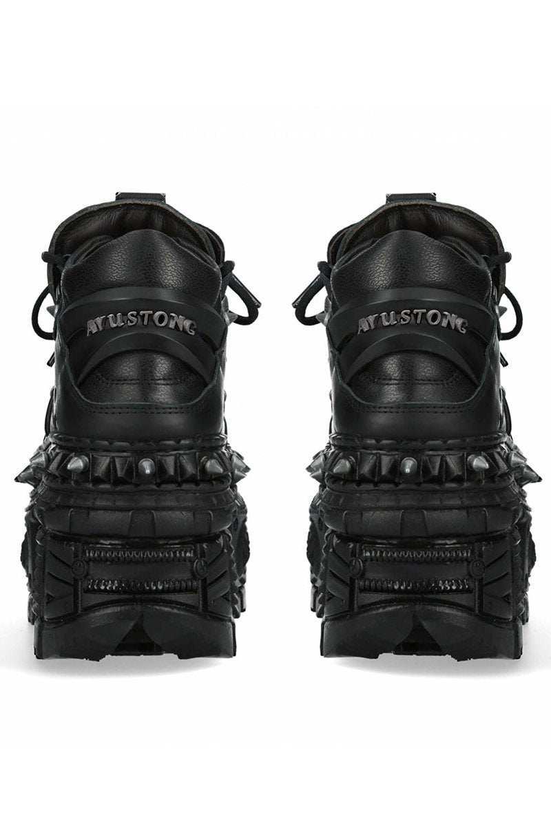 Mode Black Punk Studded Shoes