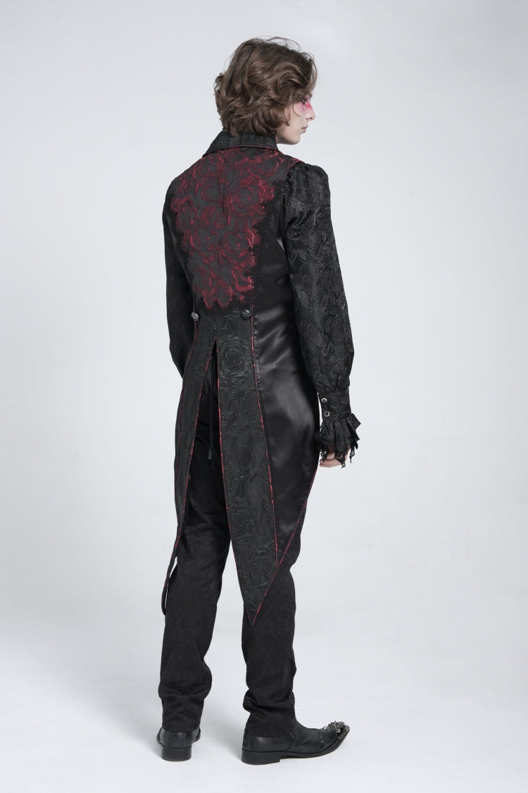 Black/red Sleeveless Lace-up Zipper Gothic Swallow-tailed Vest