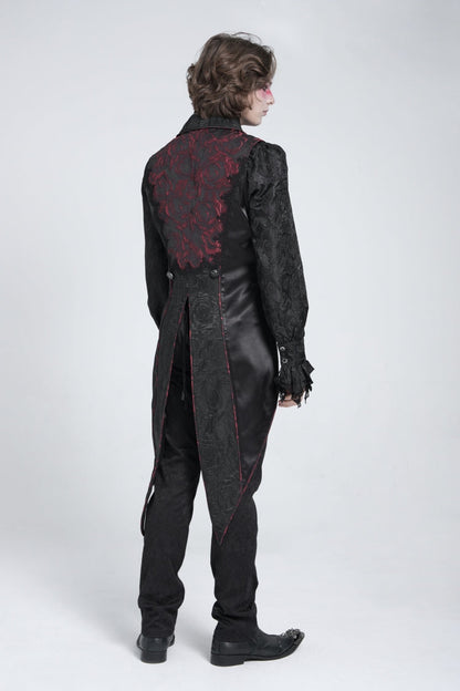 Black/red Sleeveless Lace-up Zipper Gothic Swallow-tailed Vest