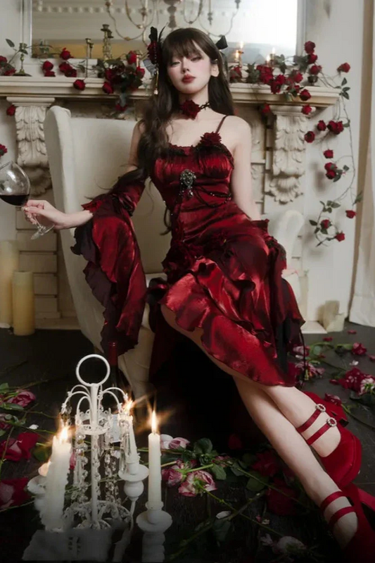 [pre-order] Amour Rose Burgundy Wizard of Oz Selena Purple Mermaid Dress Set