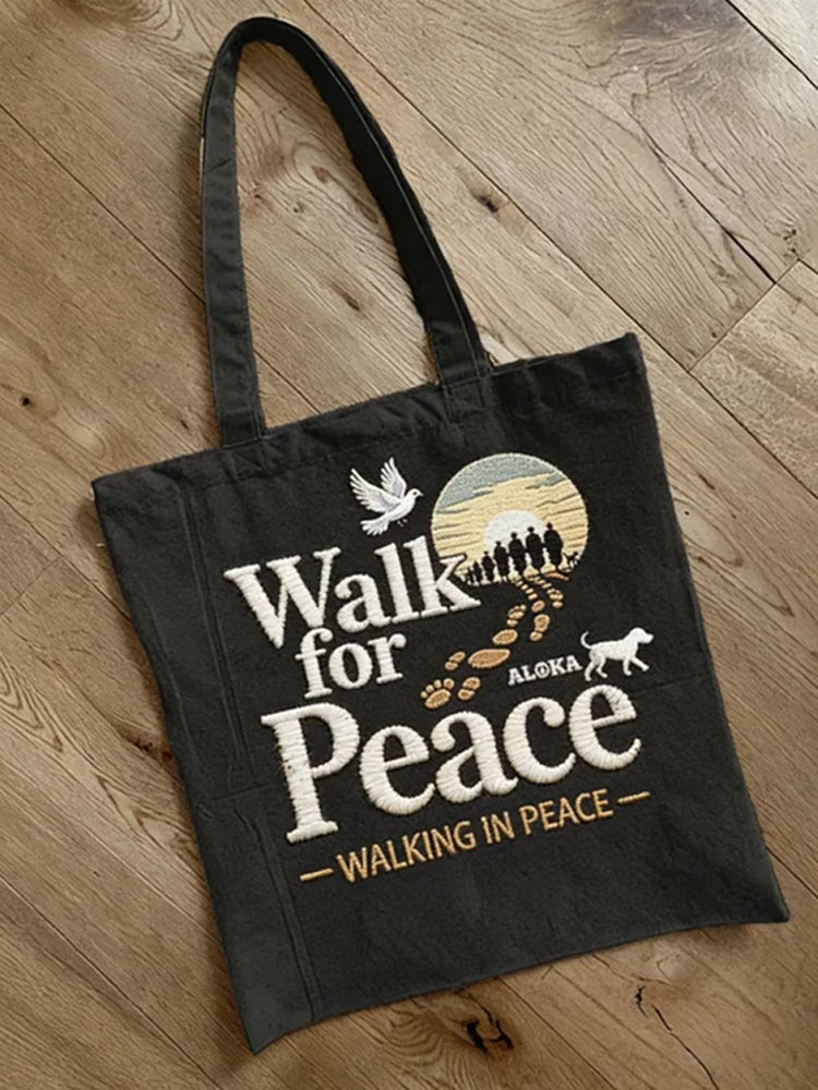 Comstylish Retro Walk For Peace Art Ecofriendly Tote Bag