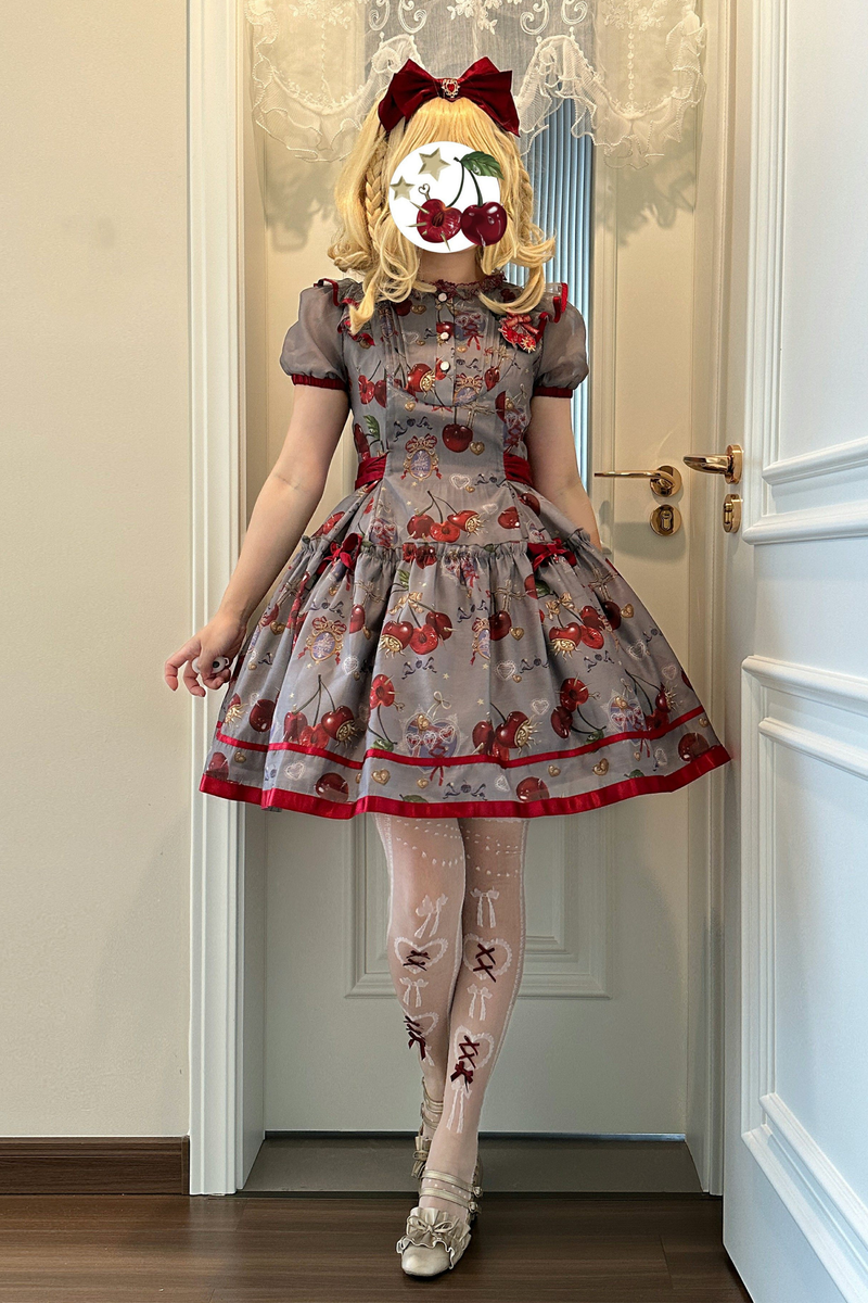 Retro Antique Cherry Sweet Lolita Dress + Jumper Skirt