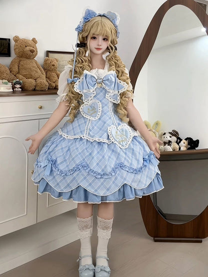 [pre-order Deadline: May 10] Blue/yellow/pink Sweetheart Lolita + Lace Ribbon Jks Dress + Bunny Ear Puff Sleeve Blouse + Bunny Ear Full Set + Cat Ear Full Set