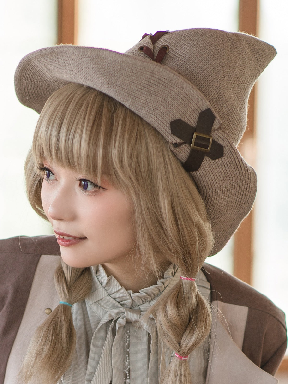 Steam Continental Khaki Curved Knit Witch's Hat