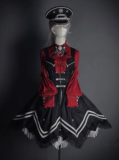 [pre-order Deadline: April 23] Dawnbreaker Gothic Jacquard Military Bustier Suspender Dress