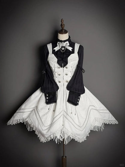 [pre-order Deadline: February 23] Dawnbreaker Gothic Ruffle Stand Collar Jacquard Ribbon Shirt