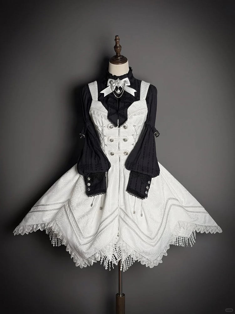 [pre-order Deadline: February 23] Dawnbreaker Gothic Ruffle Stand Collar Jacquard Ribbon Shirt