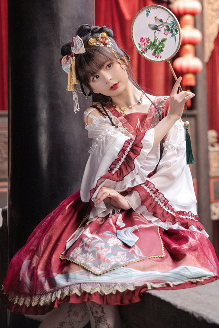 Chinese Style Hime Sleeves Ruffled Classic Lolita Op Dress