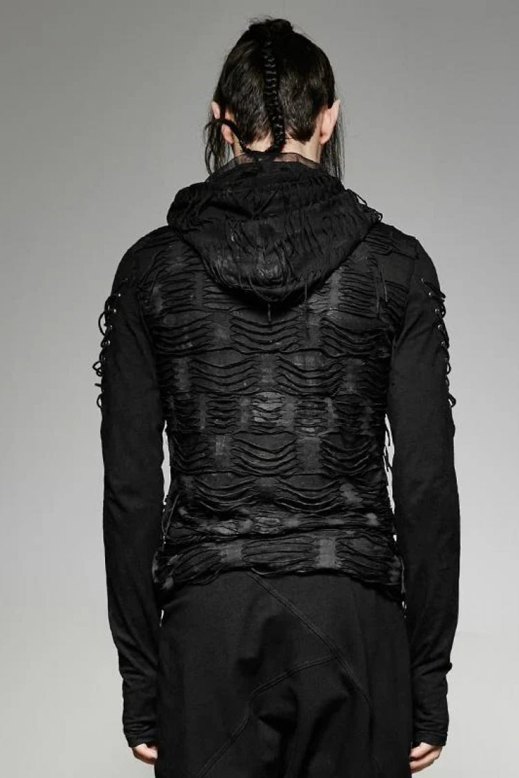 Black Hooded Ripped Gothic Sweater
