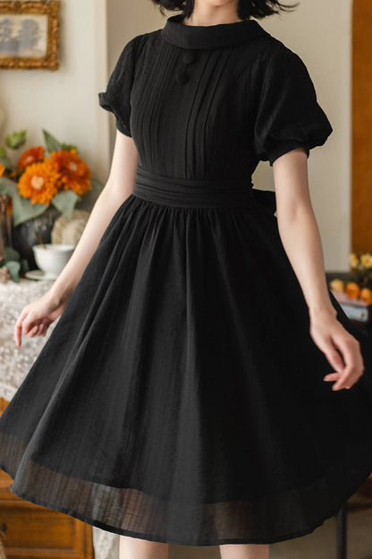 Black [forest Gallery] High Collar Short Lantern Sleeves Pastoral Style Classic Lolita Dress