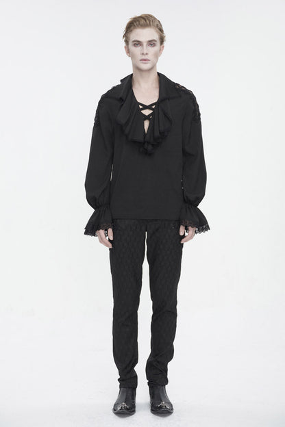 Black Ruffled Collar Puff Sleeved Gothic Shirt
