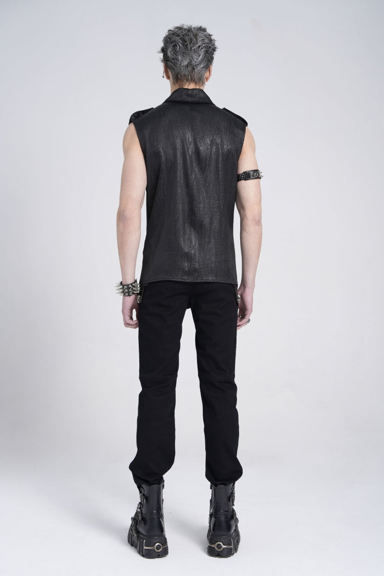 Black Sleeveless Studded Lace-up Gothic Blouse