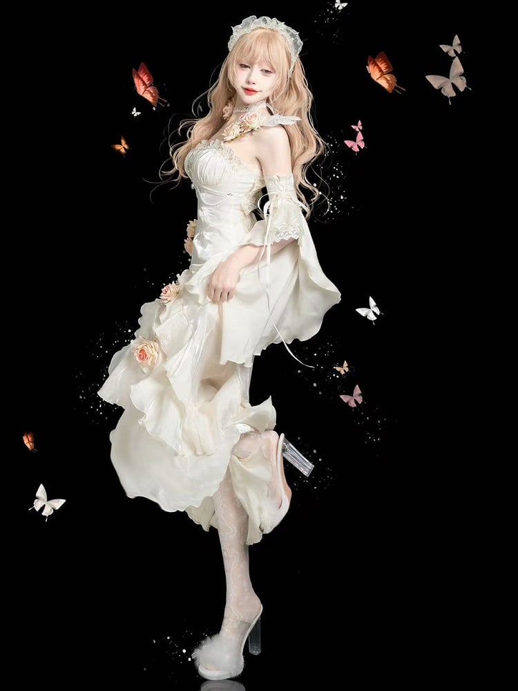 [pre-order] Amour Rose Bianca White and Blue Mermaid Dress Set