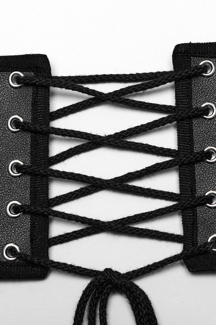 Black Lace-up Double-buckle Punk Girdle